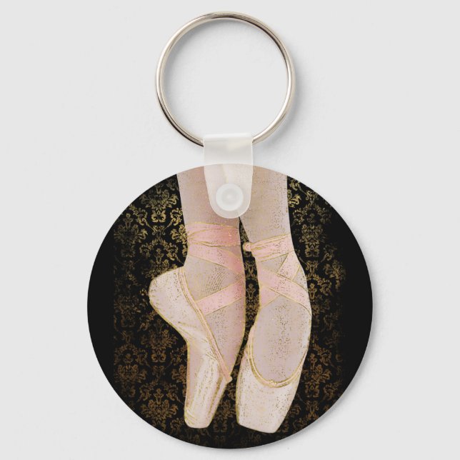 Ballet Zehenschuhe - Black Pink Gold Schlüsselanhänger (Vorderseite)