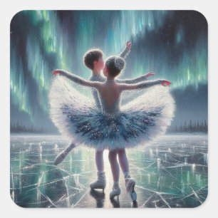 Ballett auf Eis Quadratischer Aufkleber