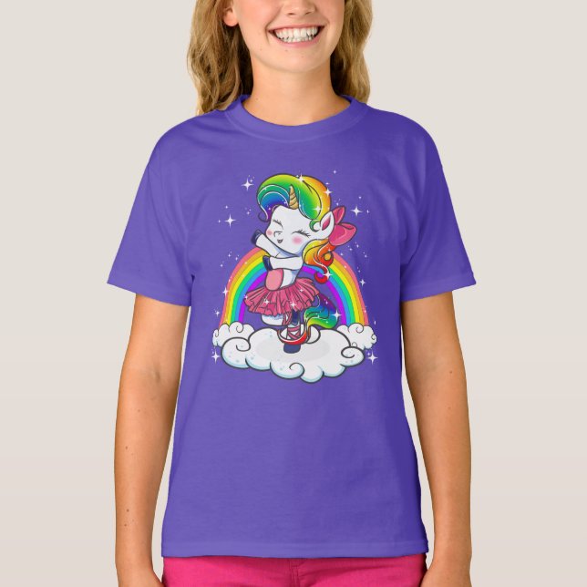 Ballett-Einhorn-Ballerina-Tanz T-Shirt (Vorderseite)
