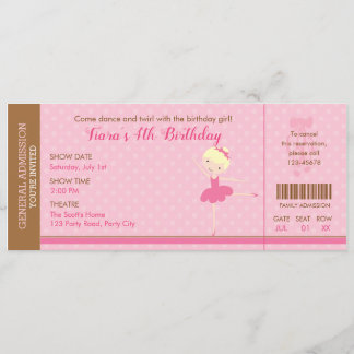 Ballett Einladung Ballerina Ticket Einladung Blond