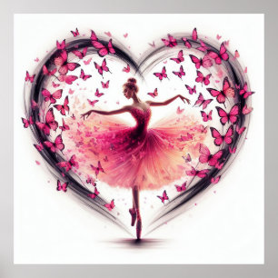 Ballett, Herz und Schmetterlinge Poster
