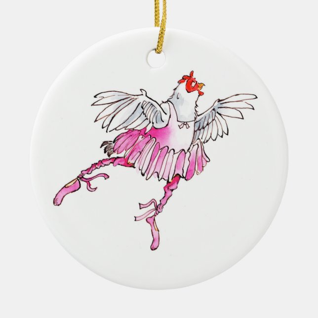 Ballett-Huhn-Weihnachtsverzierung Keramik Ornament (Vorne)