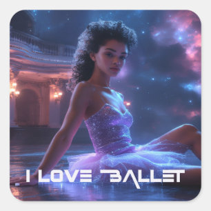 BALLETT - ICH LIEBE BALLETT QUADRATISCHER AUFKLEBER