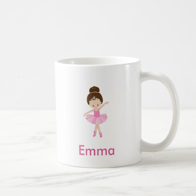 Ballett-Klassen-Ballerina-Kronen-Brown-Haar-Tasse Kaffeetasse (Rechts)