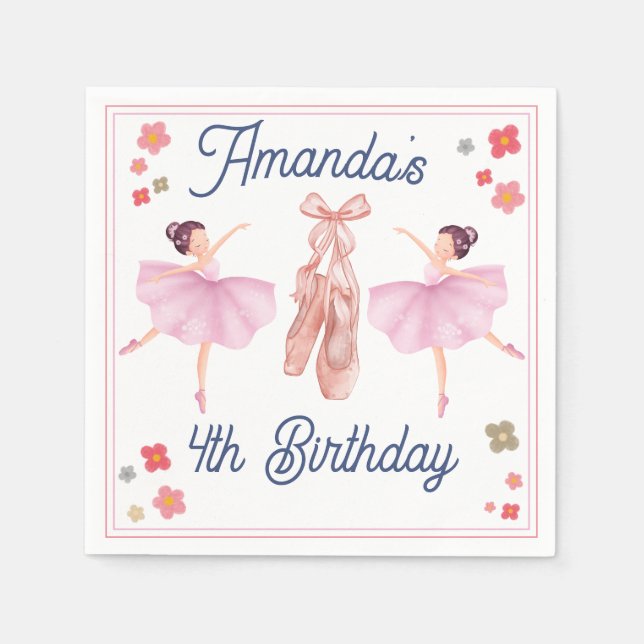 Ballett Niedlich Pastel Ballerina Geburtstag Serviette (Vorderseite)