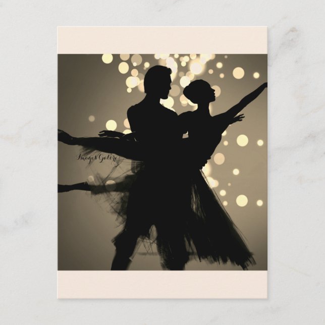 Ballett-Paar in Grau Vintag Begleitkarte (Vorderseite)