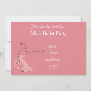 Ballett-Party für Mädchen in rosa Ballerina Einladung