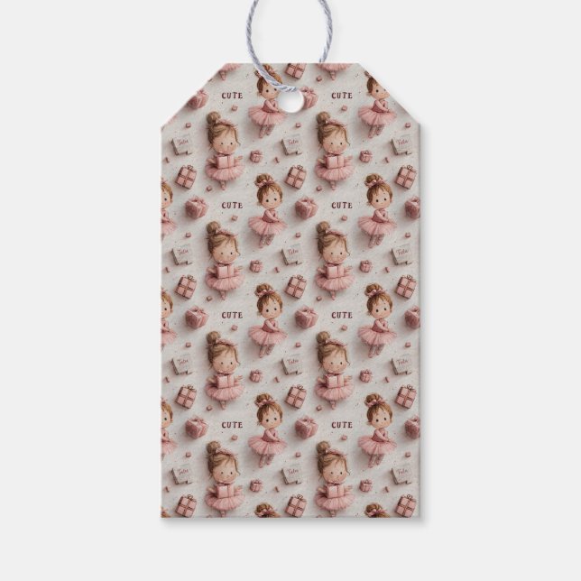 Ballett-Party in Schwarz und Ballet Pink Geschenkanhänger (Vorderseite)