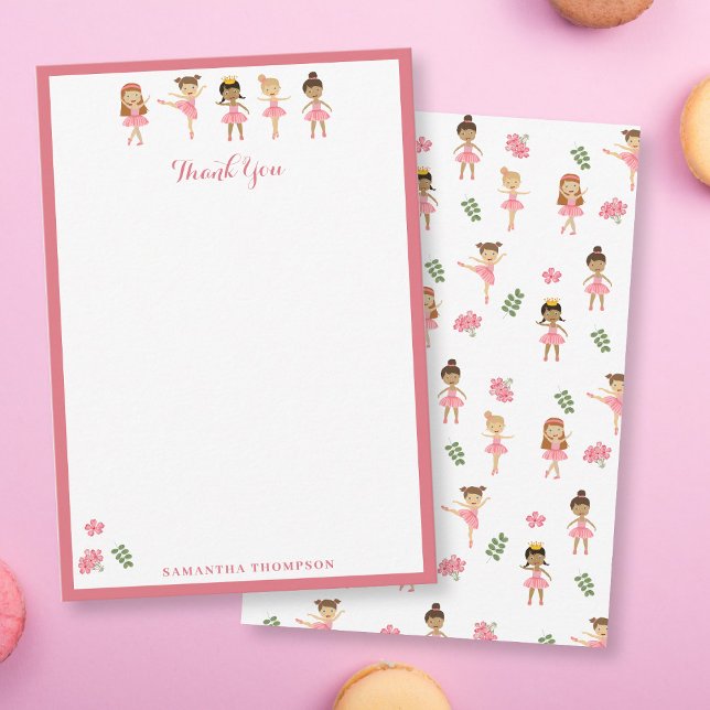 Ballett Pink Ballerinas Tanzmuster Dankeskarte (Ballet Pink Ballerinas Dancing Pattern Thank You Card)
