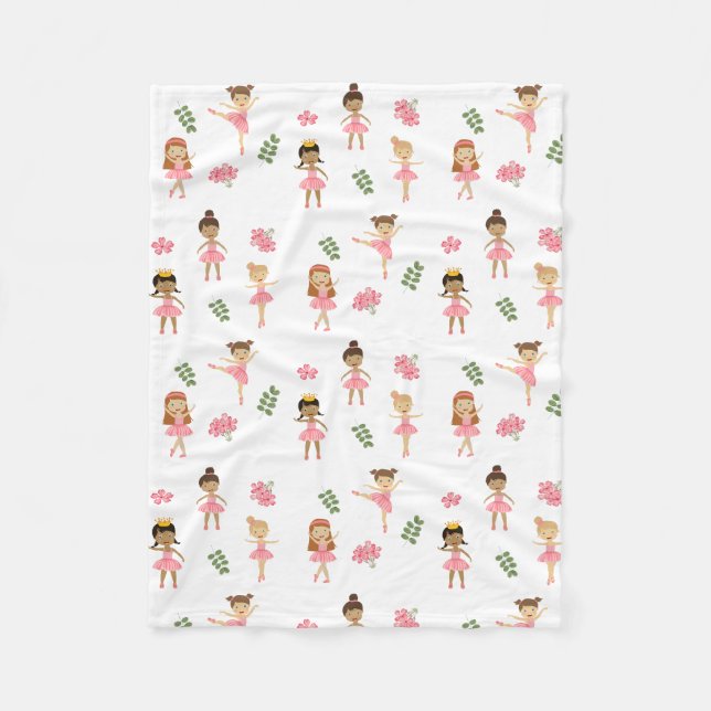 Ballett Pink Ballerinas Tanzmuster Fleecedecke (Vorderseite)
