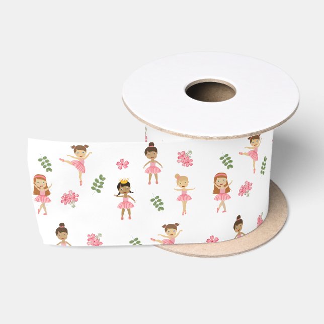 Ballett Pink Ballerinas Tanzmuster Satinband (Spule)