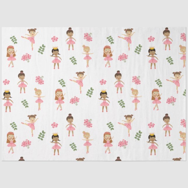 Ballett Pink Ballerinas Tanzmuster Seidenpapier (Vorderseite)