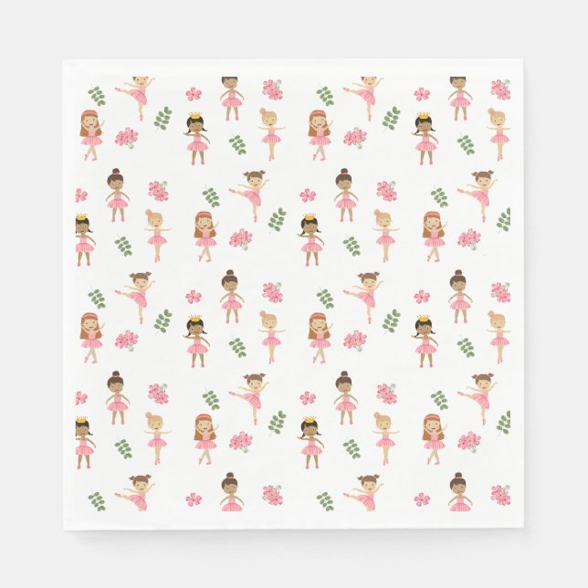 Ballett Pink Ballerinas Tanzmuster Serviette (Vorderseite)