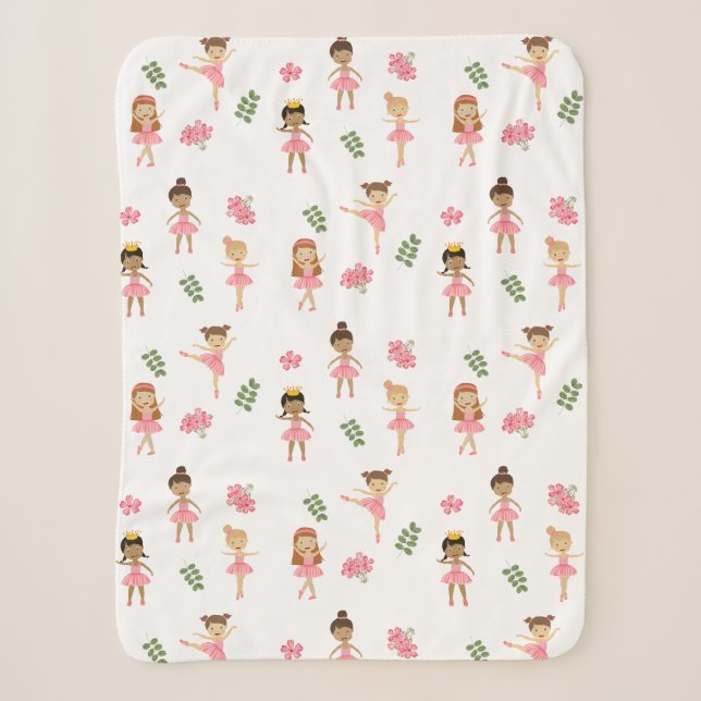 Ballett Pink Ballerinas Tanzmuster Sherpadecke (Vorderseite)