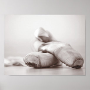 Ballett Pointe Schuhe auf Dance Floor-Schablone Poster