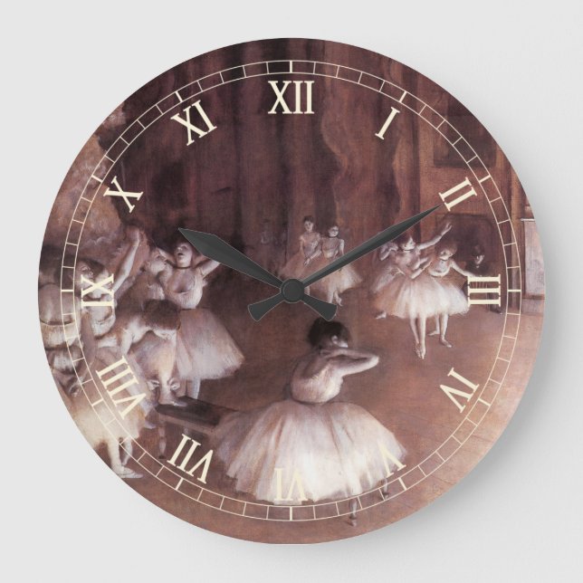 Ballett-Probe auf der Bühne von Edgar Degas Große Wanduhr (Vorderseite)