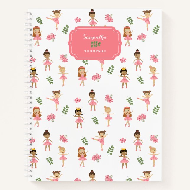 Ballett Rosa Ballerinas Tanzpattern Girl Notizbuch (Vorderseite)