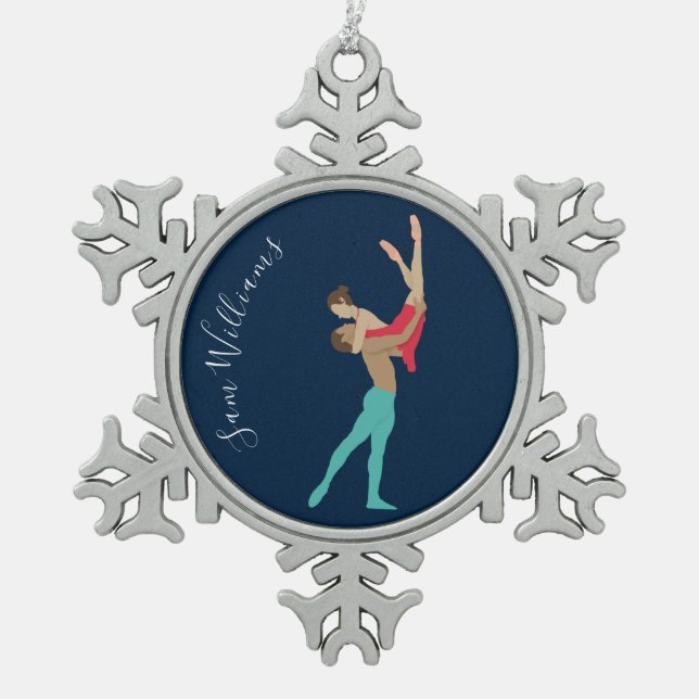 Ballett Schneeflocken Zinn-Ornament (Vorderseite)