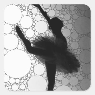 Ballett Schwarz-weißes Tanzen Ballerina Quadratischer Aufkleber