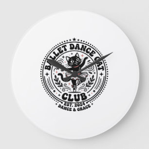 Ballett-Tanz-Katz-Haustierliebhaber-Shirt Kunst - Große Wanduhr