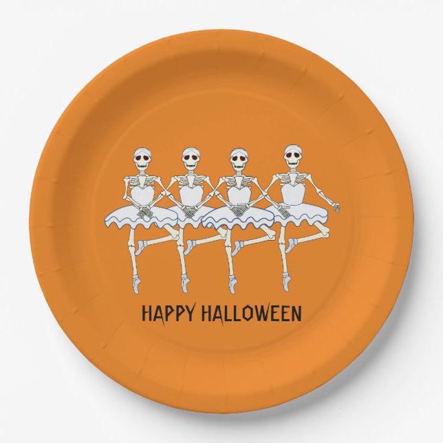 Ballett-Tanz Skelette-Halloween-Party Pappteller (Vorderseite)