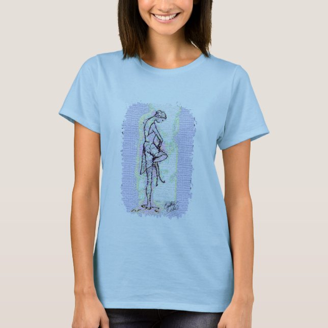 Ballett-Tänzer, der Schuh-T - Shirt bindet (Vorderseite)