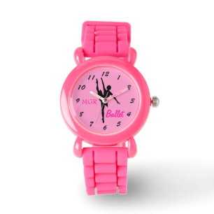 Ballett-Tänzer-Silhouette auf rosa Armbanduhr