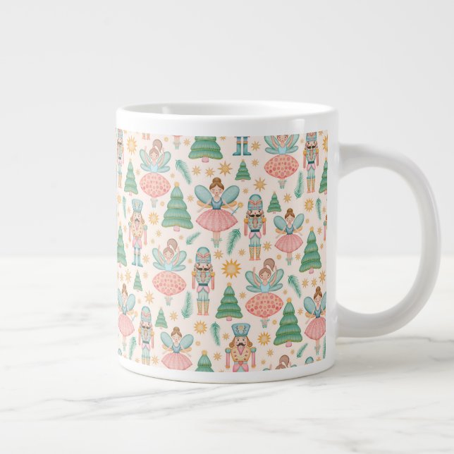 Ballett und Fairies auf Creme-Hintergrund Jumbo-Tasse (Rechts)