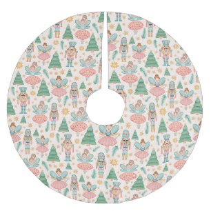 Ballett und Fairies auf Creme-Hintergrund Polyester Weihnachtsbaumdecke