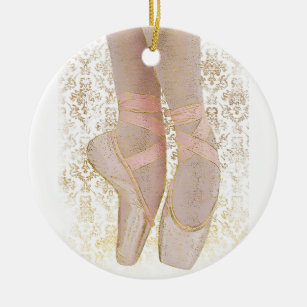 Ballett-Zehe-Schuhe - rosa Goldweiß Keramik Ornament