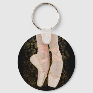 Ballett-Zehe-Schuhe - schwarzes rosa Gold Schlüsselanhänger