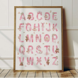 Ballettbär-Alphabet-ABC-Plakat Kinderzimmer-Dekora Poster
