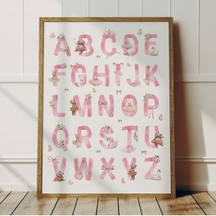 Ballettbär-Alphabet-ABC-Plakat Kinderzimmer-Dekora Poster