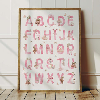 Ballettbär-Alphabet-ABC-Plakat Kinderzimmer-Dekora Poster