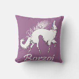 Ballettborzoi-Weiß-Rosa Kissen
