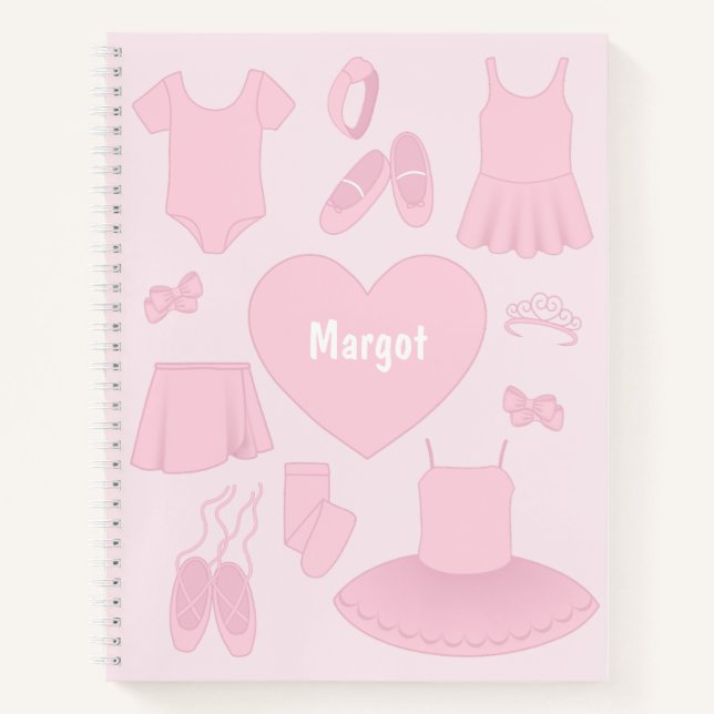 Ballettkleiderei - Rosa Hintergrund Notizbuch (Vorderseite)