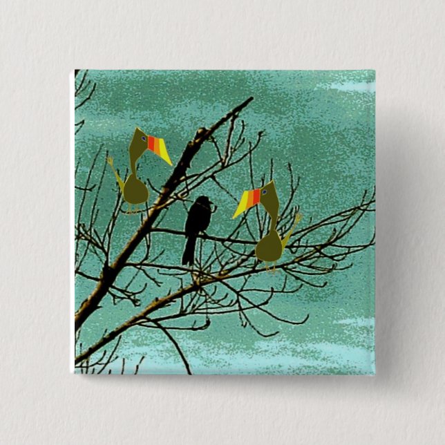 Ballettröckchen und schwarzer Vogel Button (Vorderseite)