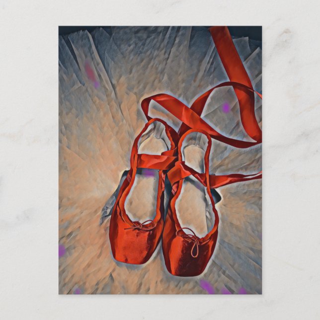 Ballettschuhe mit lila Pinselstrichen Postkarte (Vorderseite)
