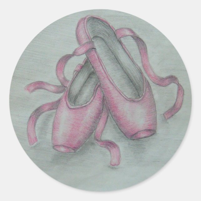 Ballettschuhe Runder Aufkleber (Vorderseite)