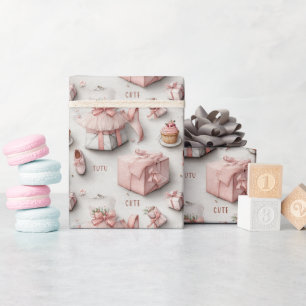 Ballettschuhe und Tutus in sanfter Rosa-Eleganz Geschenkpapier