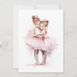 Ballettschwestern umarmen sich in rosa Tutu beim T Einladung