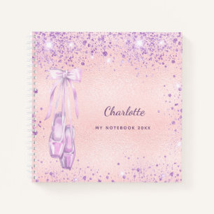 Balletttanz Rosa lila Glitzer Monogramm Notizbuch