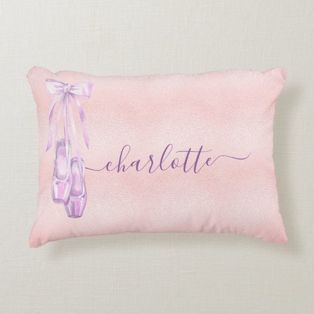 Balletttanz Rosa lila Monogrammbezeichnung Dekokissen (Vorderseite)
