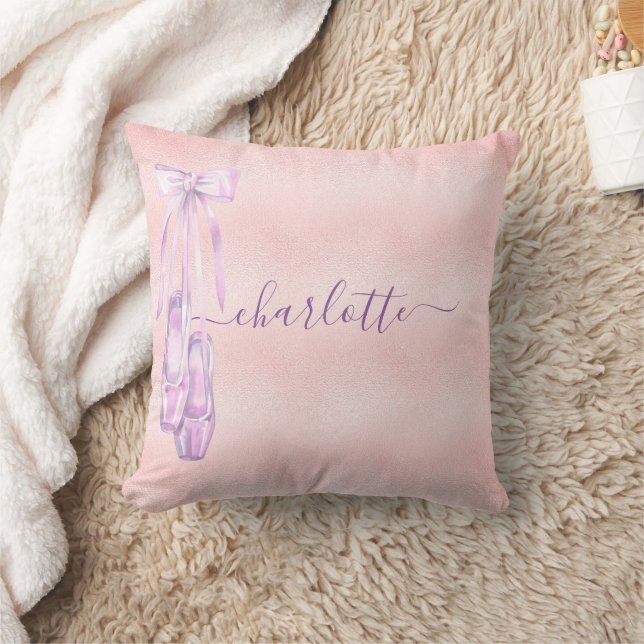 Balletttanz Rosa lila Monogrammbezeichnung Kissen (Decke)