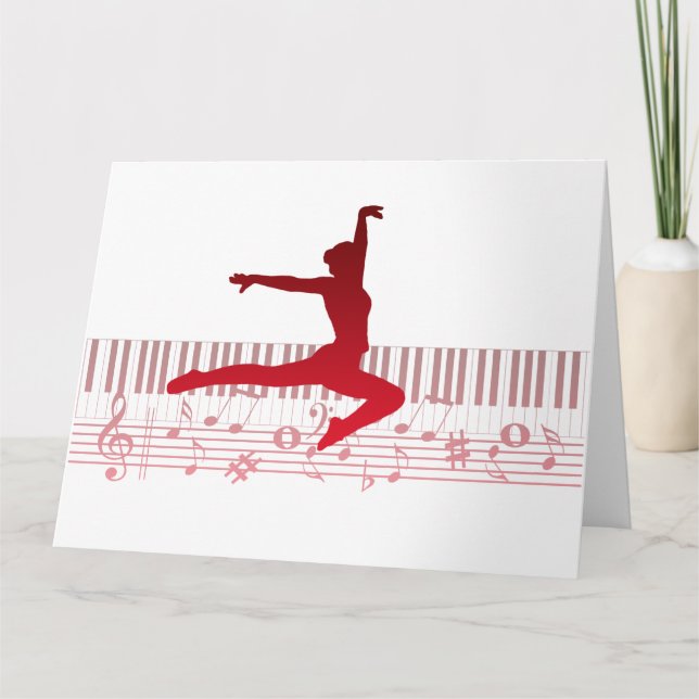 Balletttänzer auf der Tastatur Dankeskarte (Vorderseite)