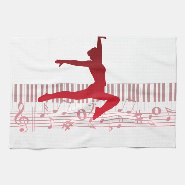 Balletttänzer auf der Tastatur Geschirrtuch (Horizontal)