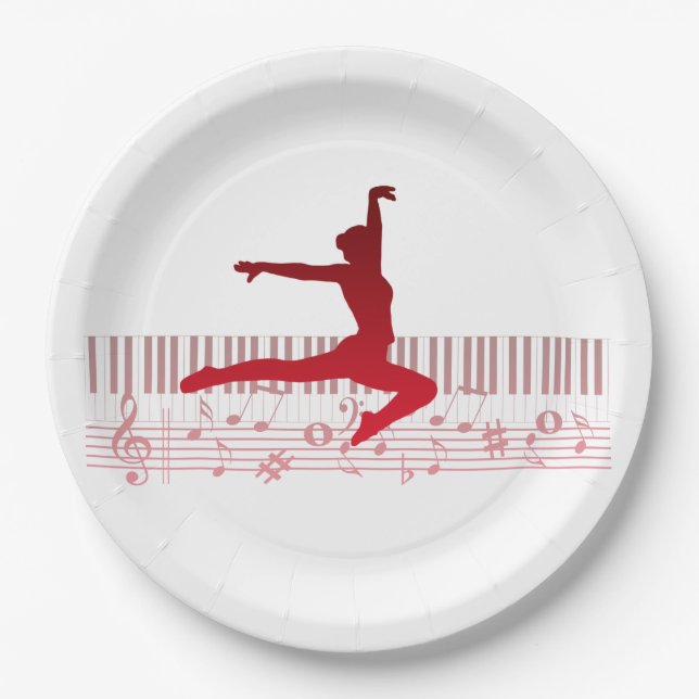 Balletttänzer auf der Tastatur Pappteller (Vorderseite)