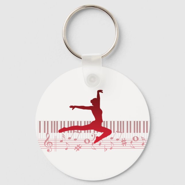 Balletttänzer auf der Tastatur Schlüsselanhänger (Vorderseite)