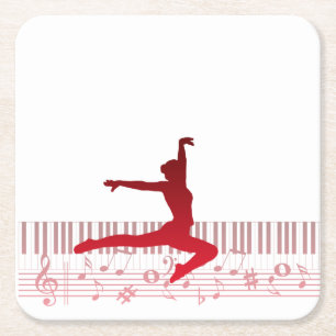 Balletttänzer auf einer Tastatur Rechteckiger Pappuntersetzer