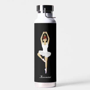 Balletttänzer auf schwarzem Hintergrund Trinkflasche